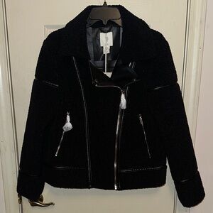 NWT Women’s Joie Black Teddy Leather Jacket Size M